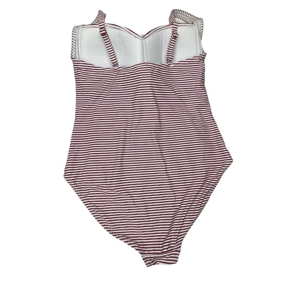 Niptuck Swim 12 Red White Striped One Piece Swim Suit Swim Wear Bathing Suit - Picture 4 of 12